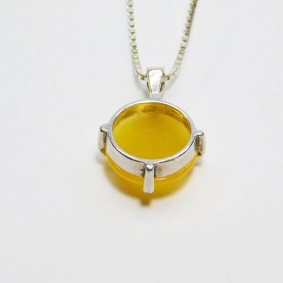 Yellow Stone Pendant Silver Fashion Necklace - Picture 3 of 9